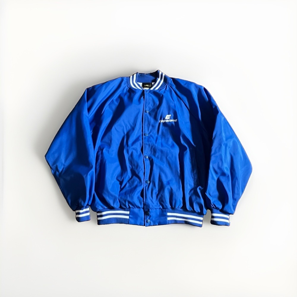 Vintage Copeland Bomber Jacket Mens XL Blue Snap Button K Products USA Made 90s